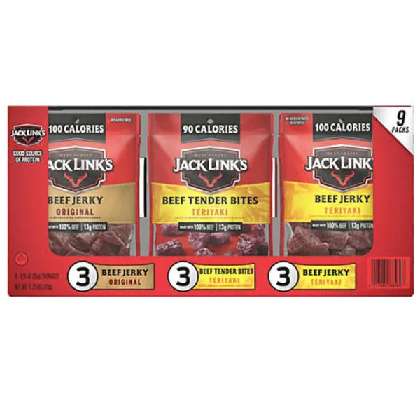 Jack Link's Variety Beef Jerky, 9 Count, 1.25 oz package, 11.25 oz net