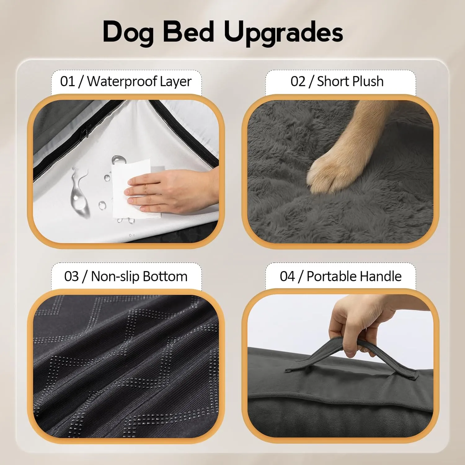 Large Orthopedic Dog Bed with Sides XL Dog Beds with Removable Washable Cover Non-Slip Waterproof Pet Bed for Extra Large Dogs - Dark Grey XL