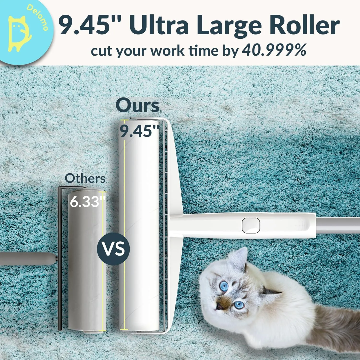 Lint Roller Refills - DELOMO Large Lint Roller Refill (2 Packs 180 Sheets) for Lint Remover, 9.45 in Pet Mega Extreme Stick Refill for Cleaning for Carpets,Floor Roller, Cars, Clothing, and Pet Hair