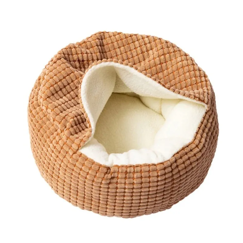 Luxury Pet Dog Cat Bed round Cat Warm Bed Washable House Cat Bed for Small Dogs Nest Semi-Closed Tent with Dirt Resistant Base
