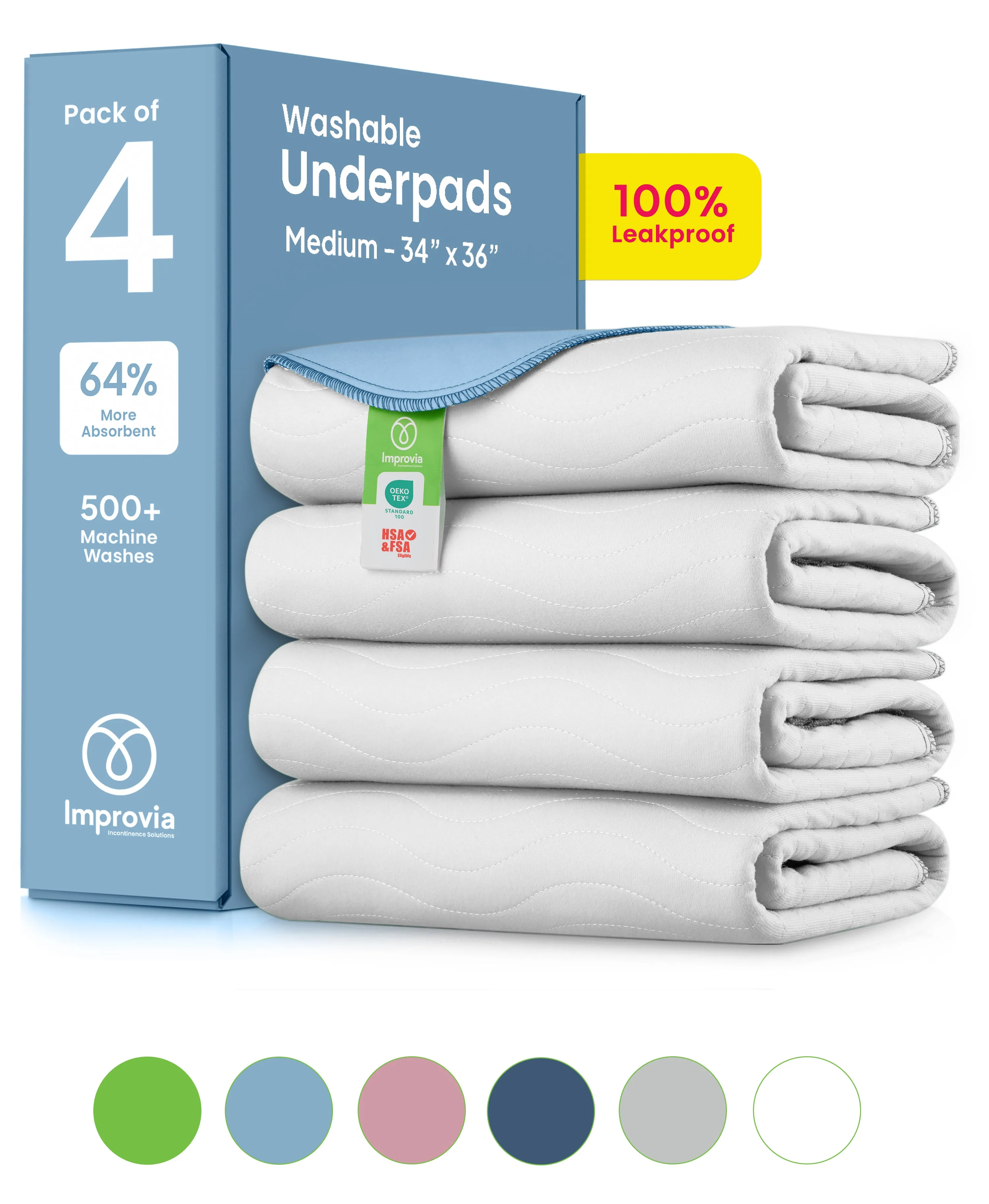 Medium - 34"x36" Washable Underpads
