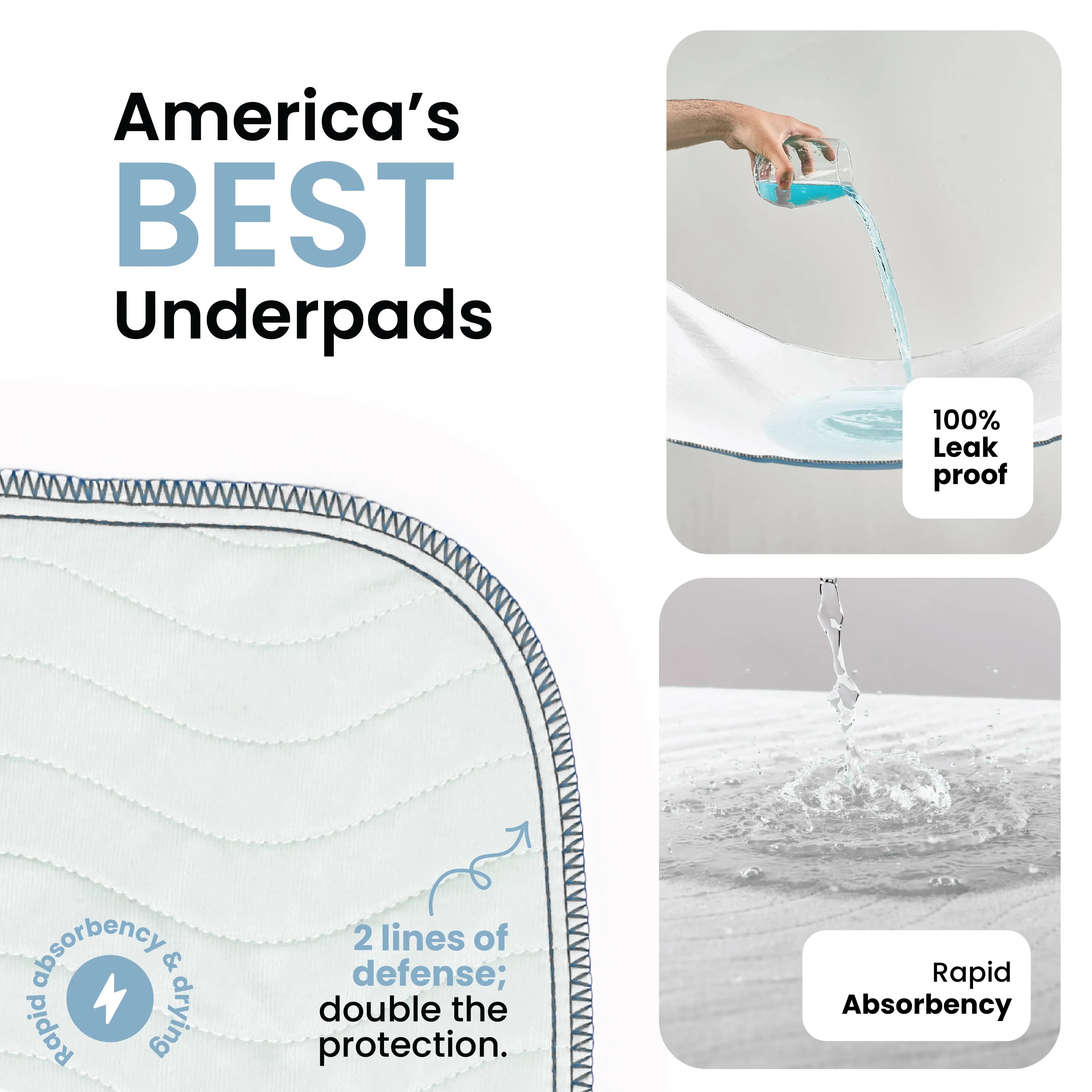 Medium - 34"x36" Washable Underpads
