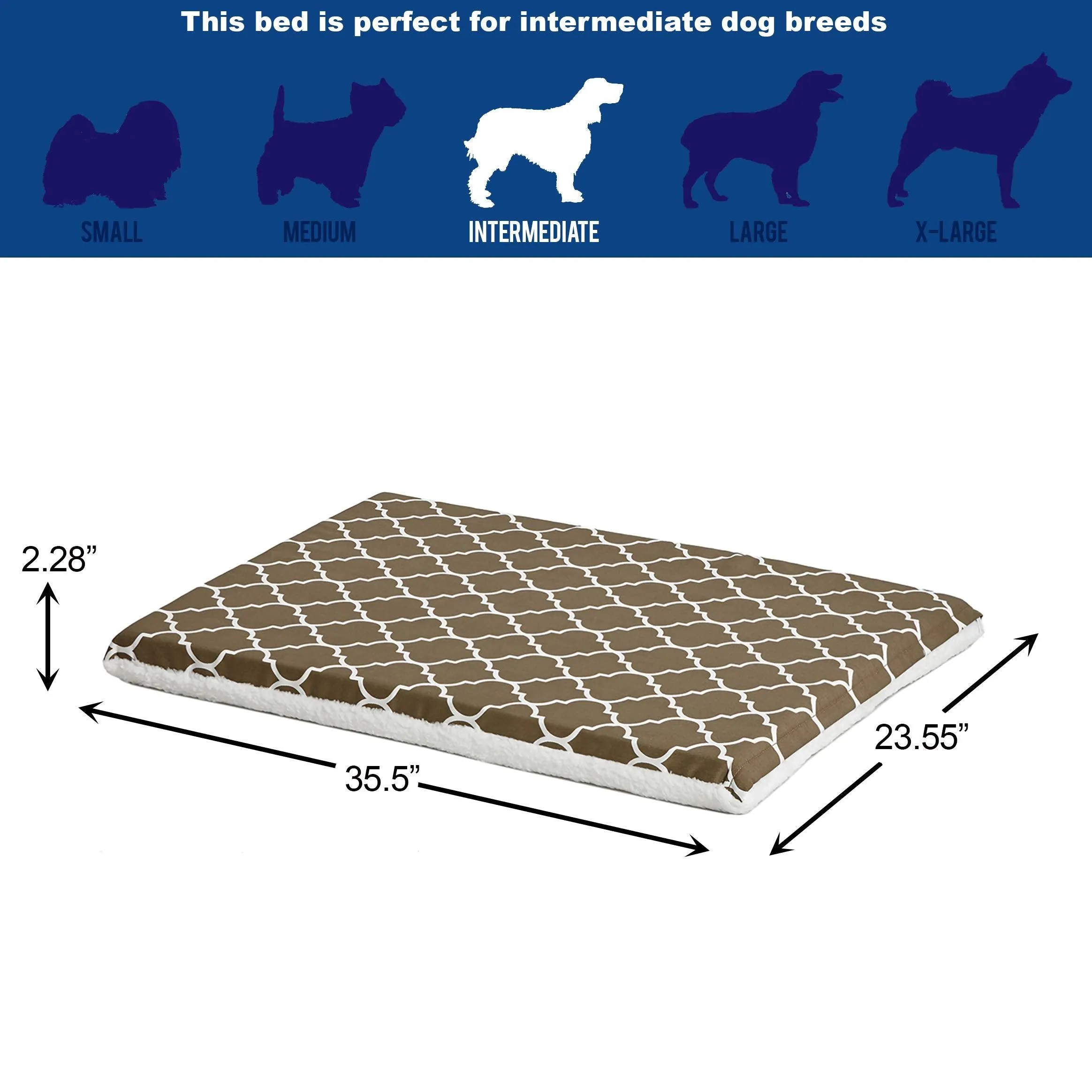 MidWest Homes for Pets Quiet Time Teflon Defender Dog Beds; Pet Beds Designed to Fit Folding Metal Dog Crates, Brown & White Geometric Pattern, 36-Inch