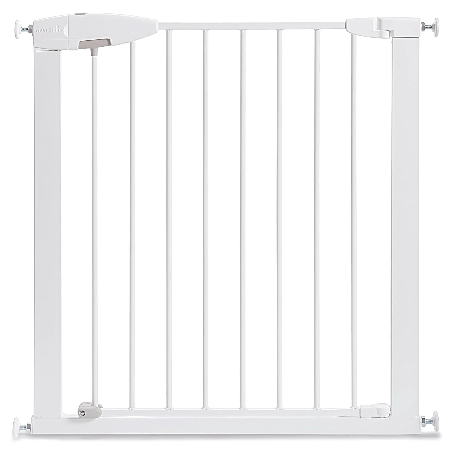 Munchkin Easy Close Pressure Mounted Baby Gate for Stairs, Hallways and Doors, Walk Through with Door, Metal, White, 35x29.5 Inch (Pack of 1)