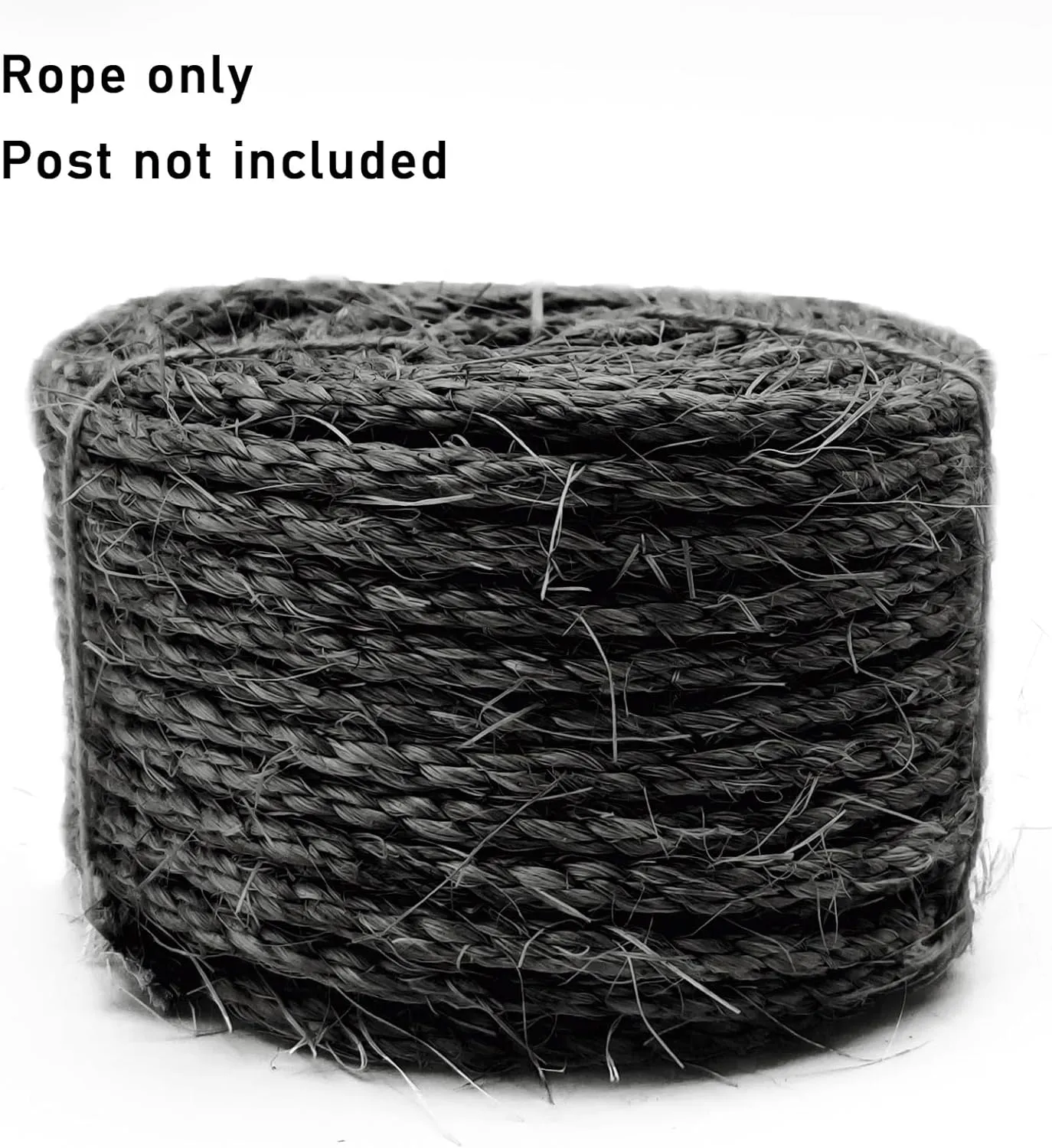 Natural Sisal Rope for Cat Scratcher, 1/4 Inch 65FT Sisal Rope for Cat Scratching Post Repair Replacement, Multi Color Cat Scratch Tree Rope Replacement, Solid Black