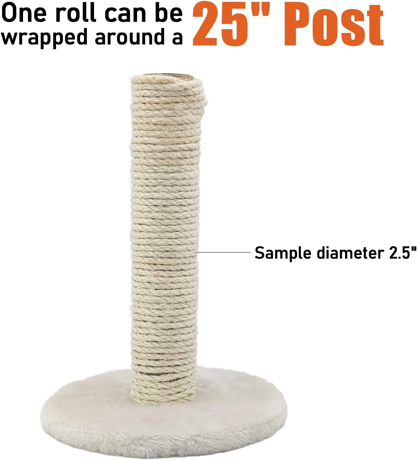 Natural Sisal Rope for Cat Scratcher, 1/4 Inch 65FT Sisal Rope for Cat Scratching Post Repair Replacement, Multi Color Cat Scratch Tree Rope Replacement, Solid Black