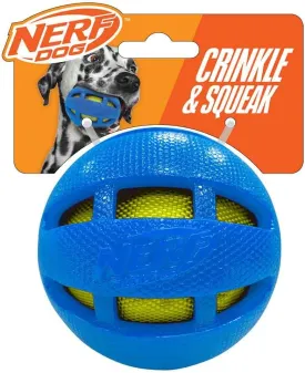 Nerf Dog 3.8in TPR Squeak and Crunch Ball  Blue