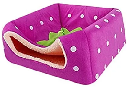 Nest 9 Strawberry Style Cute Soft Cotton Sponge Puppy Cat Dog House Pet Bed Dome Tent Warm Cushion Basket