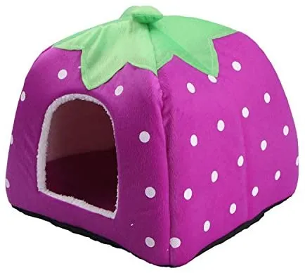 Nest 9 Strawberry Style Cute Soft Cotton Sponge Puppy Cat Dog House Pet Bed Dome Tent Warm Cushion Basket