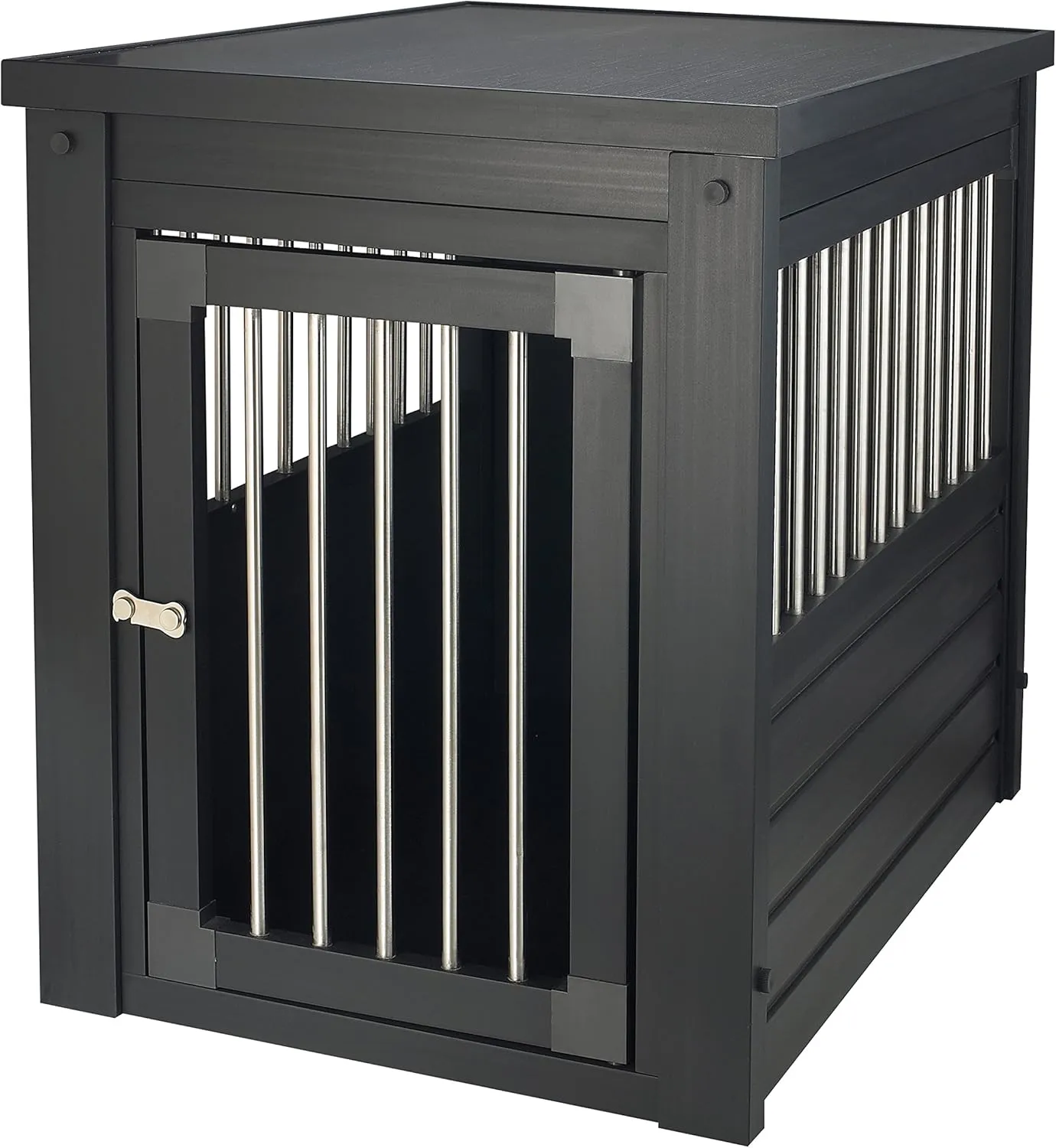 New Age Pet ECOFLEX Dog Crate End Table - Furniture-Style Pet Crate for Crate Trained Dogs - Stainless Steel Tubing & a Latched Closure - 10 Year Manufacturer's Warranty