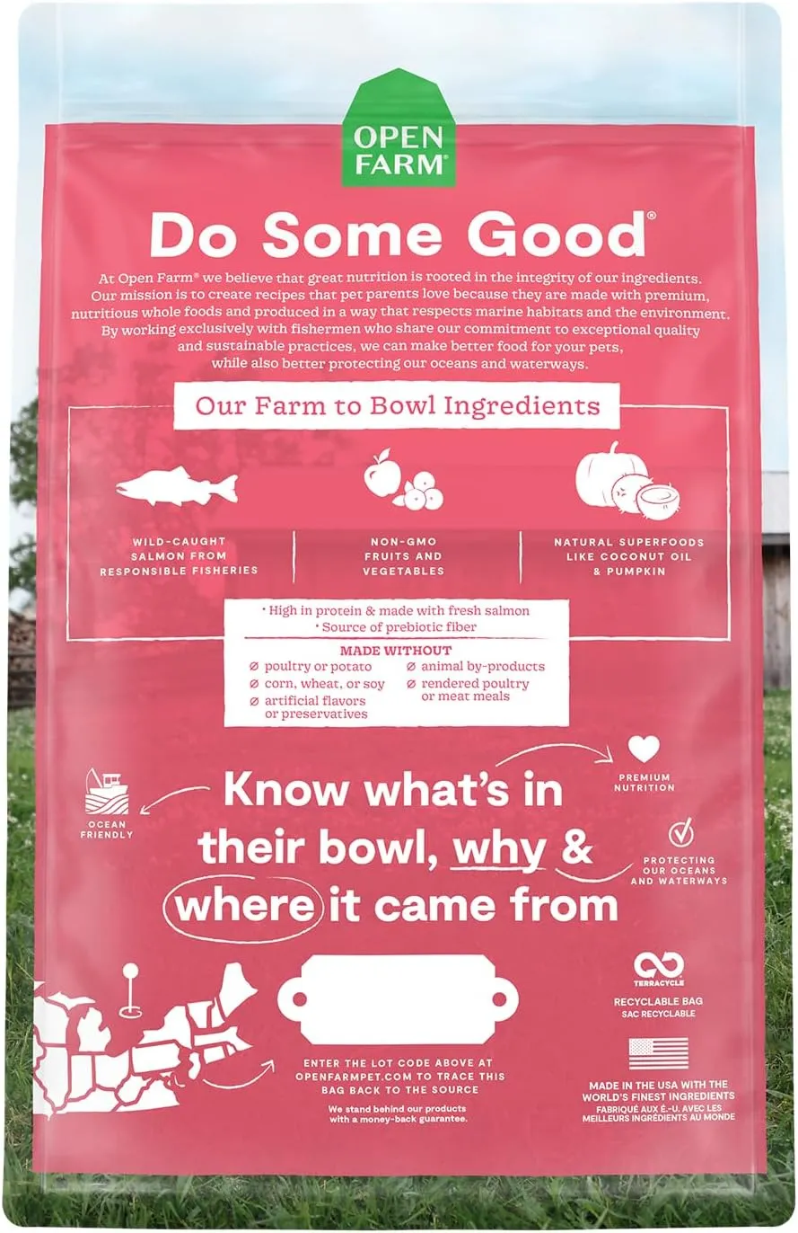 Open Farm Wild-Caught Salmon Grain-Free Dry Cat Food, Responsibly Sourced Pacific Salmon Recipe with Non-GMO Superfoods and No Artificial Flavors or Preservatives, 4 lbs