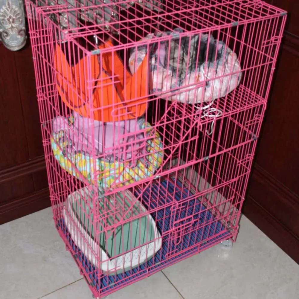 PAWS ASIA Factory Cheap Foldable Indoor Large 3 Layer Cat Cages With Tray Pet House For Sale