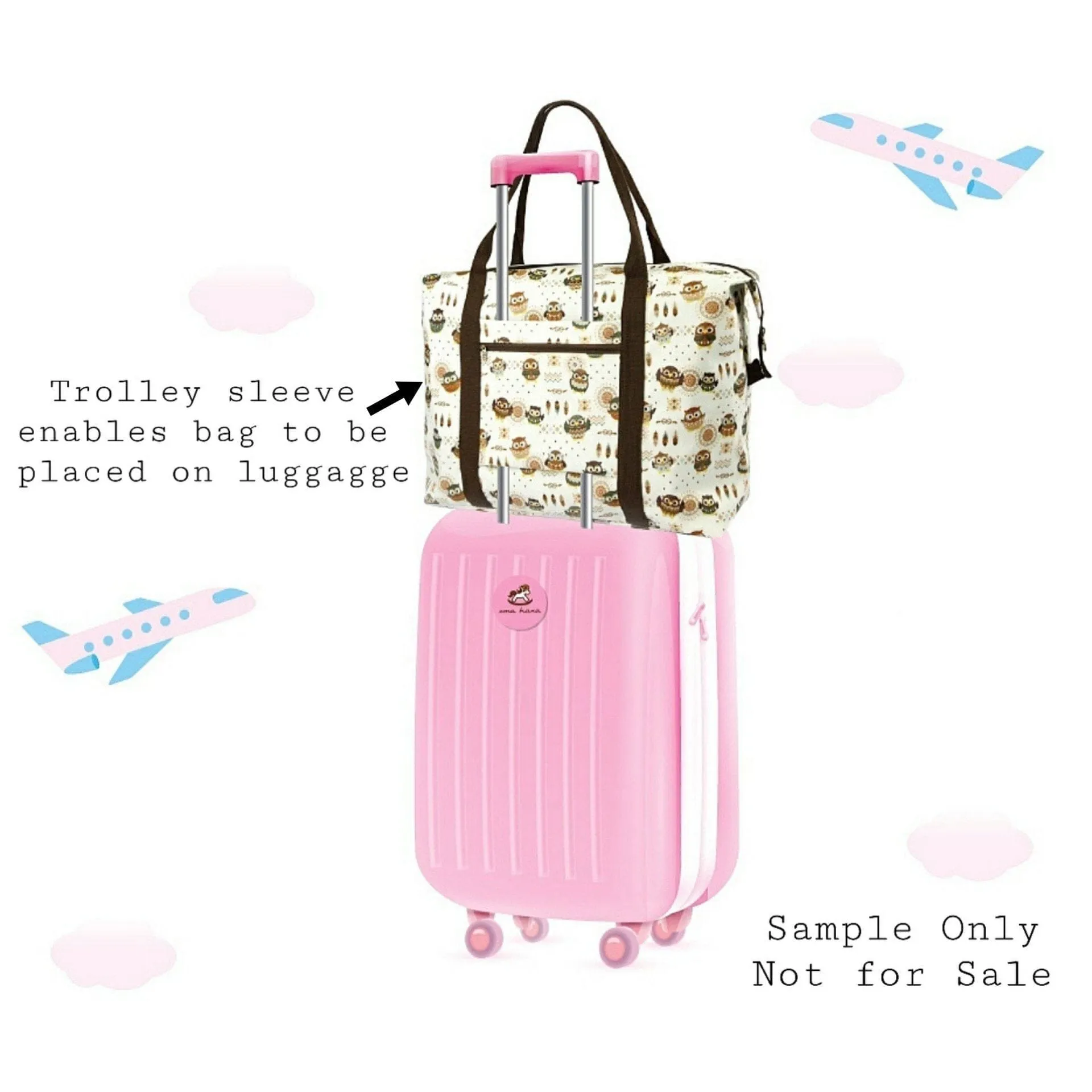 Periwinkle Blue Meow Cat Extra Large Travel Tote