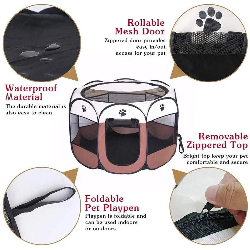 Pet Tent Portable Dog House Folding Pet Cage Indoor Cat Tent Puppy Kennel House for Large Dogs Cat Rabbits Outdoor Pet Playpen
