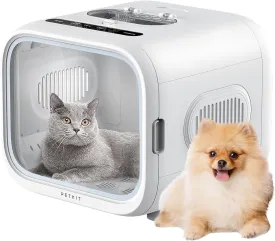 PETKIT AIRSALON MAX Automatic Pet Hair Drying Box for Cat Puppy Kitten,Ultra Quiet Hair Dryer for Small Dog Grooming,60L Large Capacity/Smart Temperature Control via App and Touch Panel