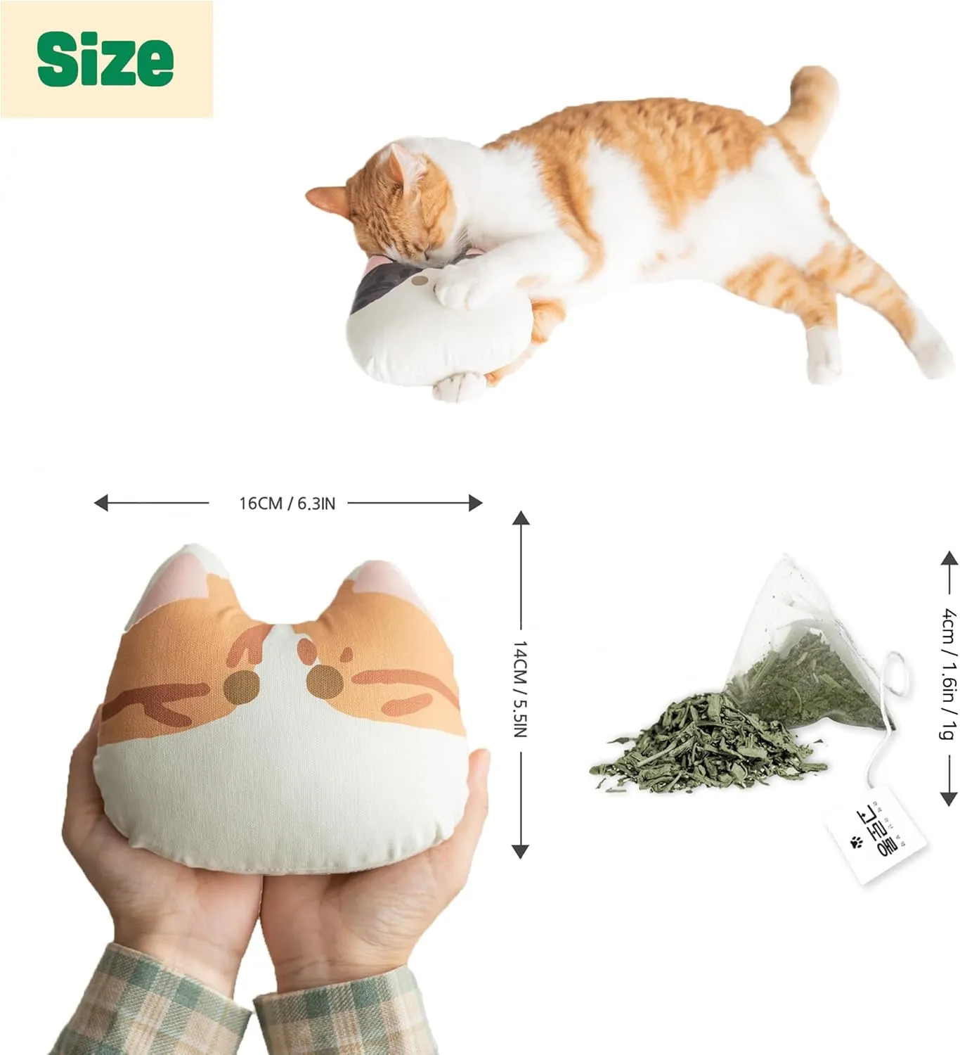 Premium Large 6" Cats Toy with Natural Catnip Inside for Indoor Cats - Bite Resistant & Refillable Cat Toys (Kkomi)