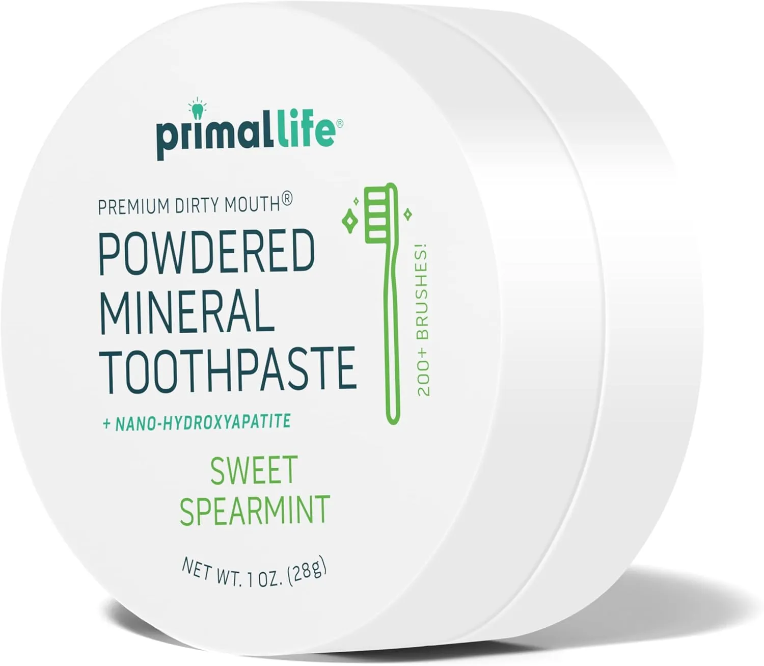 Primal Life Organics - Dirty Mouth Toothpowder, Tooth Cleaning Powder, Flavored Essential Oils with Natural Kaolin & Bentonite Clay, Good for 200  Brushings, Organic, Vegan (Sweet Spearmint, 1 oz)