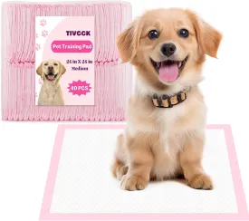 Puppy Pads,Disposable Puppy Training Pads,Super Absorbent Leak-Proof Dog and Puppy Pet Training Pads,Pink Puppy Pads for Puppies,Dogs,Cats,Rabbits(24" X 24" - 40PCS)