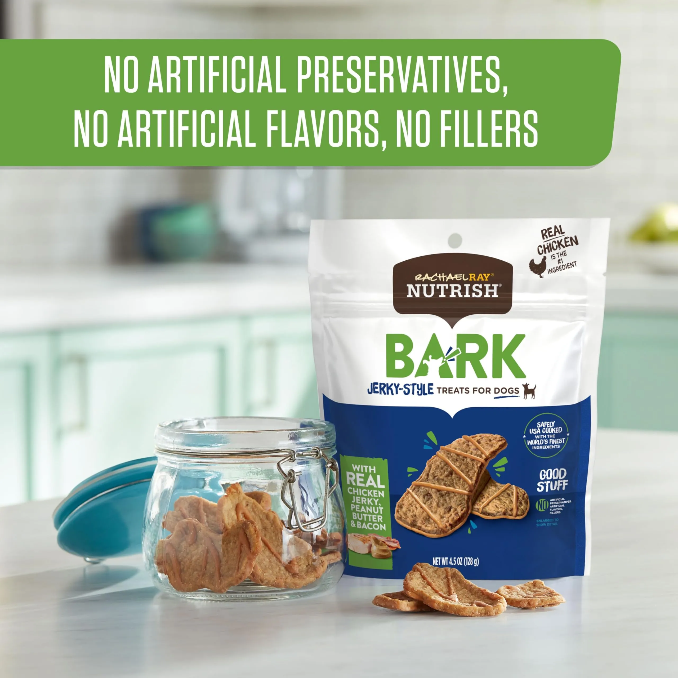 Rachael Ray Nutrish Jerky-Style Beef Peanut Butter Chicken and Bacon Jerky Dog Treats - 4.5 Oz