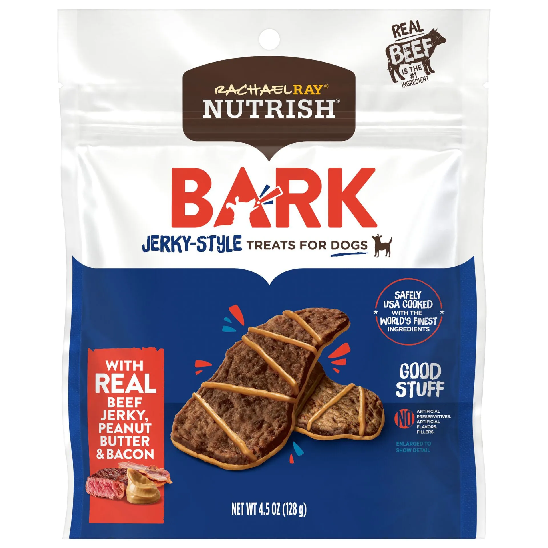 Rachael Ray Nutrish Jerky-Style Beef Peanut Butter Chicken and Bacon Jerky Dog Treats - 4.5 Oz