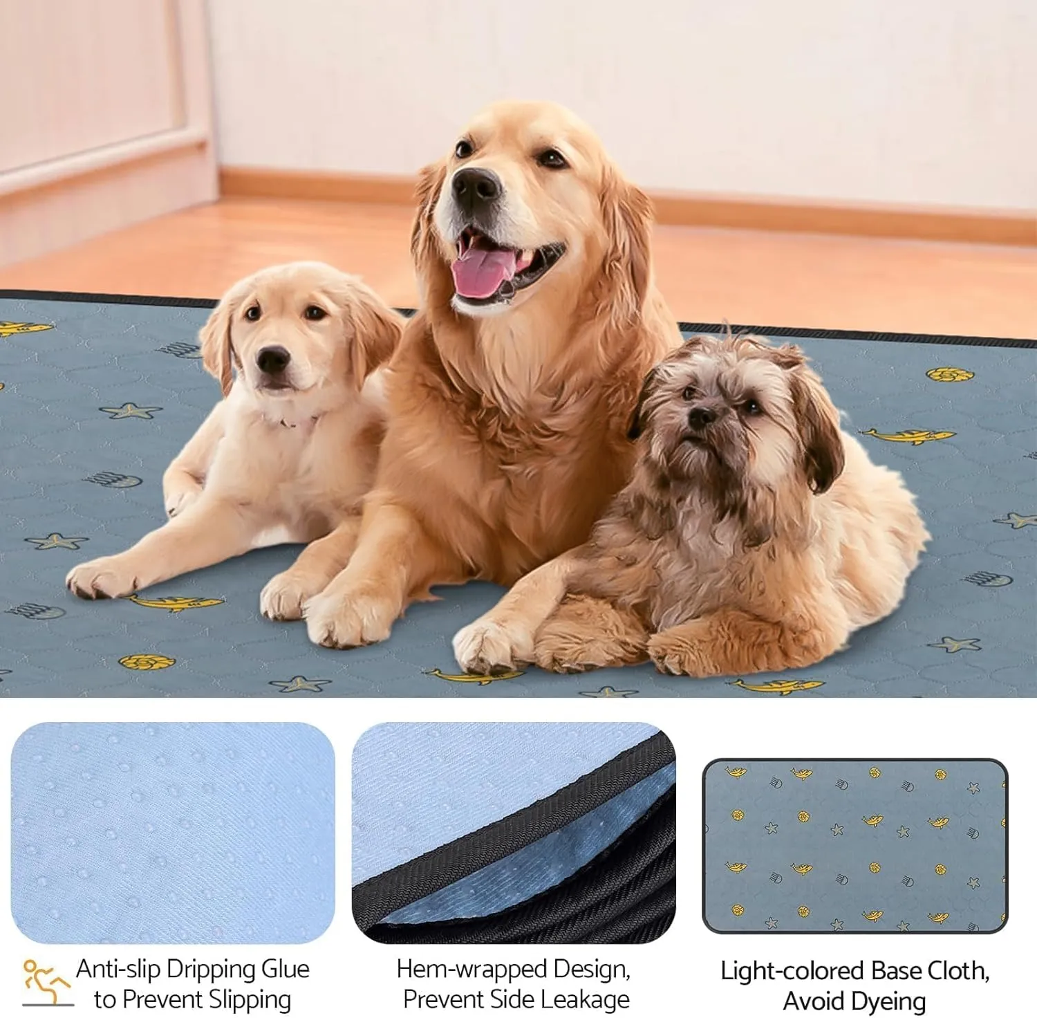 Reusable Washable Dog Pee Pads Super Absorbent,1 Pack, 49x66 Inches, Waterproof, Non-Slip Training Pads for Puppies
