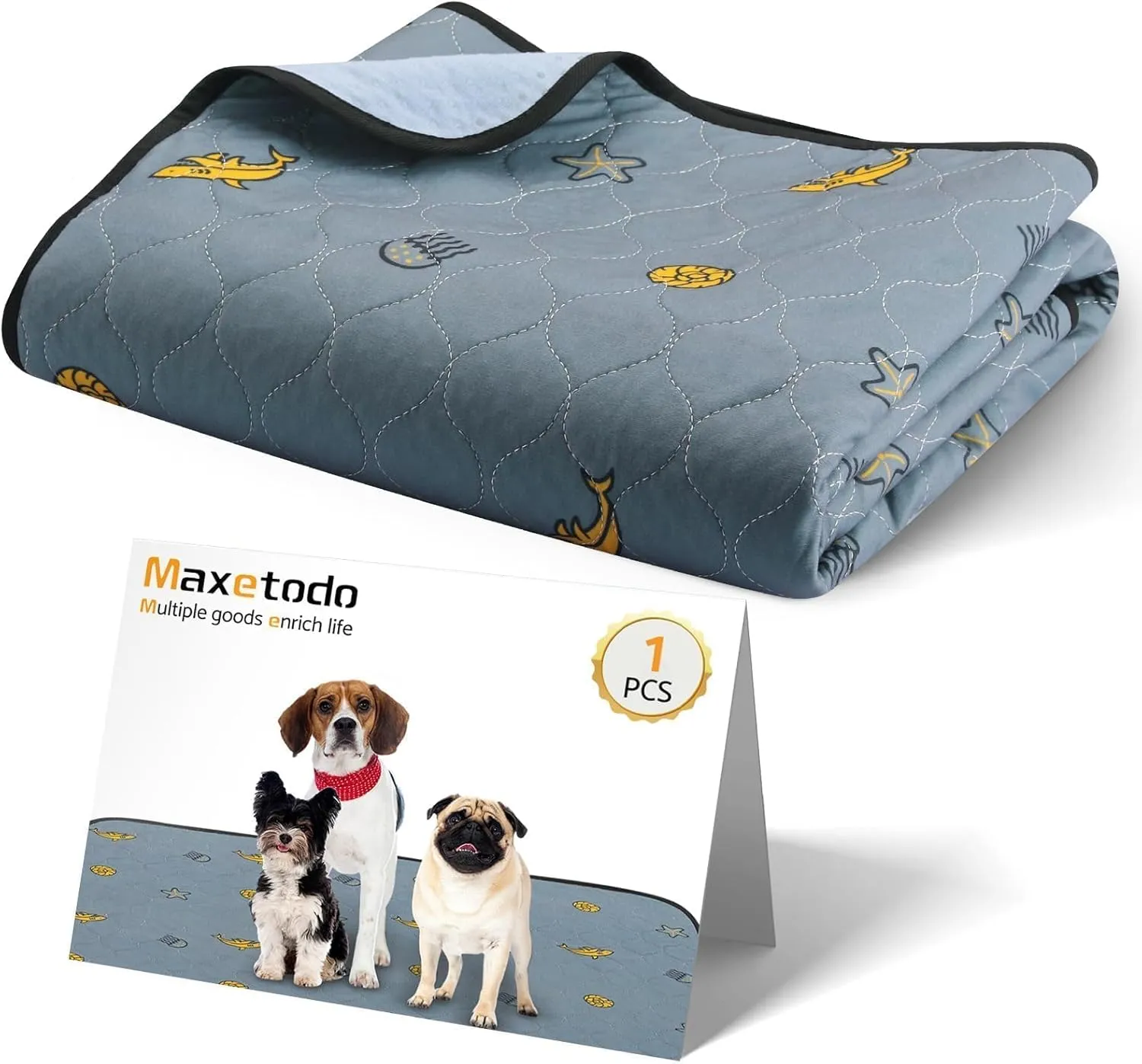 Reusable Washable Dog Pee Pads Super Absorbent,1 Pack, 49x66 Inches, Waterproof, Non-Slip Training Pads for Puppies