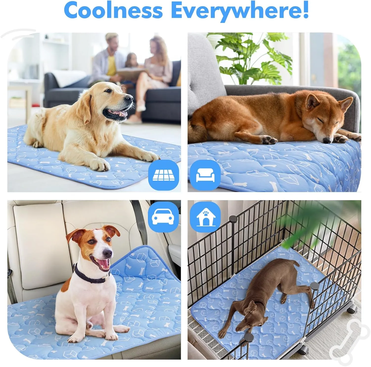 Rywell Dog Cooling Mat 2.0, 30 * 20 Thicken Cooling Mat for Dog, Internal Waterproof& Endothermic Color Changing Arc-Chill Cool Fiber(QMAX>0.5) for Pet in Summer, Washable, Non-Toxic