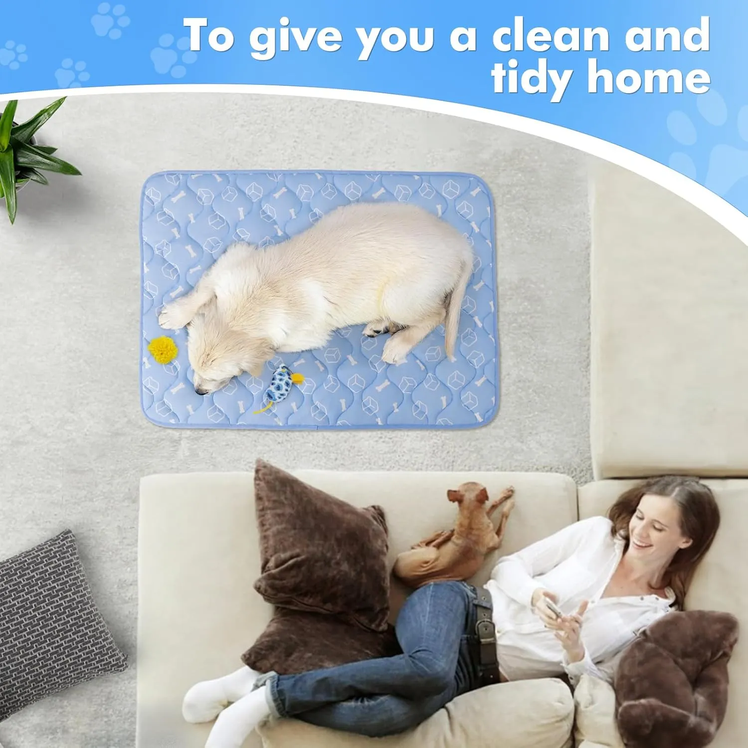 Rywell Dog Cooling Mat 2.0, 30 * 20 Thicken Cooling Mat for Dog, Internal Waterproof& Endothermic Color Changing Arc-Chill Cool Fiber(QMAX>0.5) for Pet in Summer, Washable, Non-Toxic