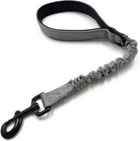 Short Dog Training Control Leash 18 Inch 1 Inch Wide Heavy Duty Elastic Traffic Bungee Leash with Padded Handle Suitable for Medium and Large Dogs(Grey)