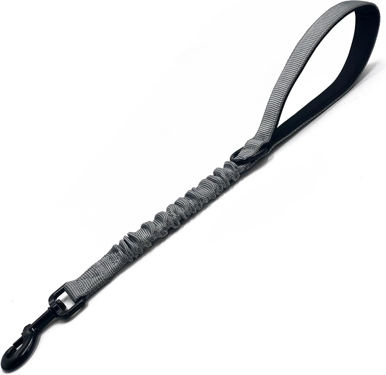 Short Dog Training Control Leash 18 Inch 1 Inch Wide Heavy Duty Elastic Traffic Bungee Leash with Padded Handle Suitable for Medium and Large Dogs(Grey)