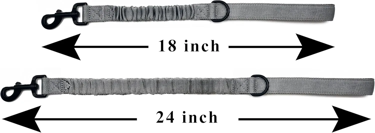 Short Dog Training Control Leash 18 Inch 1 Inch Wide Heavy Duty Elastic Traffic Bungee Leash with Padded Handle Suitable for Medium and Large Dogs(Grey)