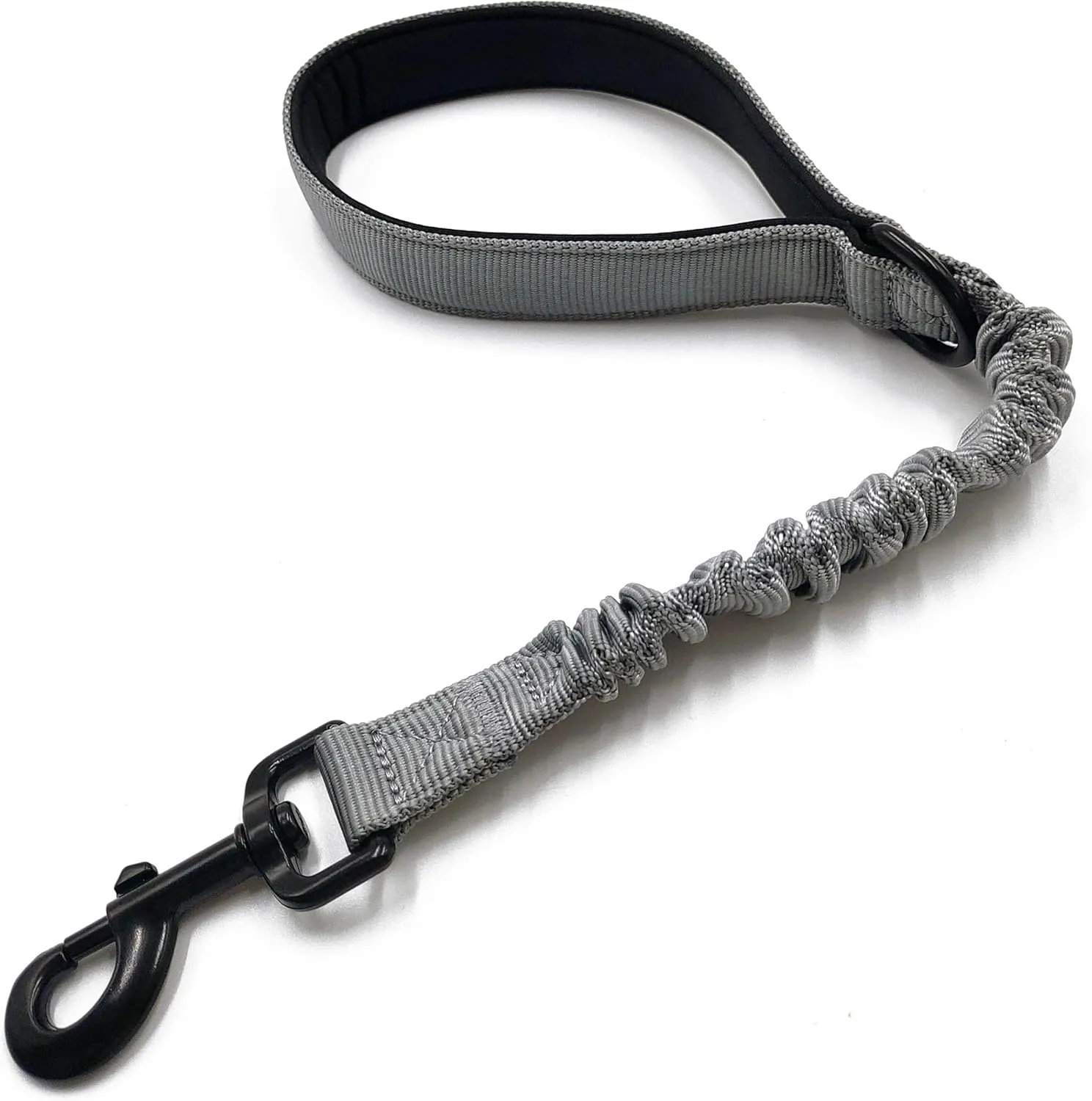 Short Dog Training Control Leash 18 Inch 1 Inch Wide Heavy Duty Elastic Traffic Bungee Leash with Padded Handle Suitable for Medium and Large Dogs(Grey)