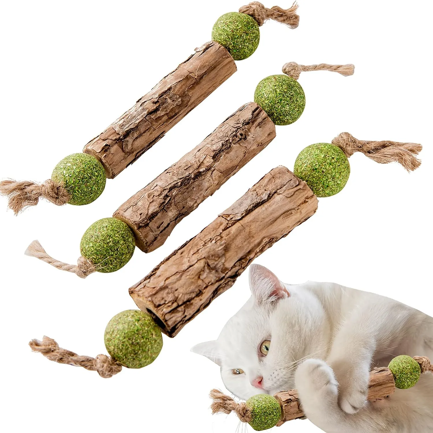 Silvervine Sticks Catnip Toys for Cats, 3 Pack, Interactive Indoor Cat Toy for Teeth Cleaning, Natural Matatabi Chew Treat for Aggressive Chewers