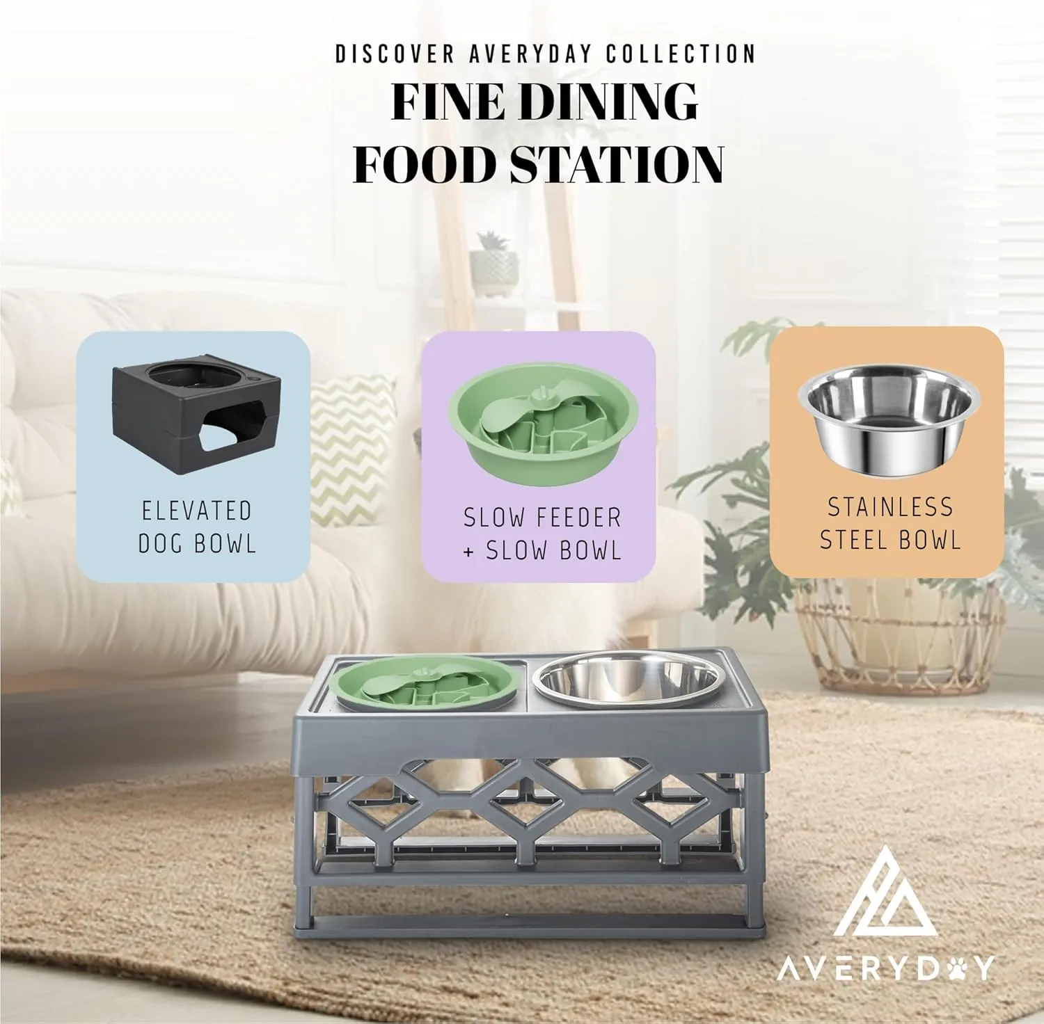 Slow Feeder Dog Bowls for Large Breed, 2.5 Cups Engagement Food Puzzle Bowl with Spinning Slow Feeder Insert, Non-Slip Base, Fits for Raised Stand, Hard Maze Design for Medium and Large Dogs