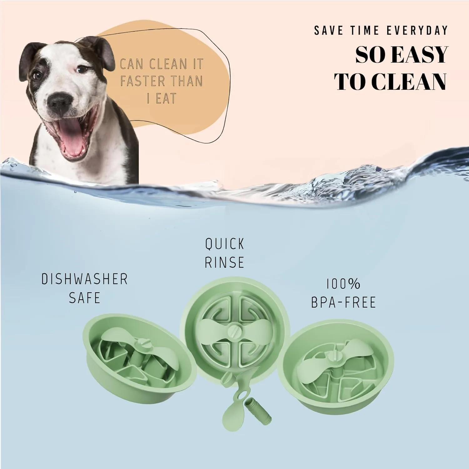 Slow Feeder Dog Bowls for Large Breed, 2.5 Cups Engagement Food Puzzle Bowl with Spinning Slow Feeder Insert, Non-Slip Base, Fits for Raised Stand, Hard Maze Design for Medium and Large Dogs
