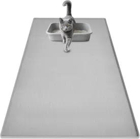 SpaceTime 34"X22" Large Cat Litter Mat Litter Trapping Mat for Cat,XL Litter Box Mat for Kitty,Easy to Clean,Waterproof & Urine Proof Extra Large Silicone Pad for Floor,Non-Slip,Raised Edges(Grey)