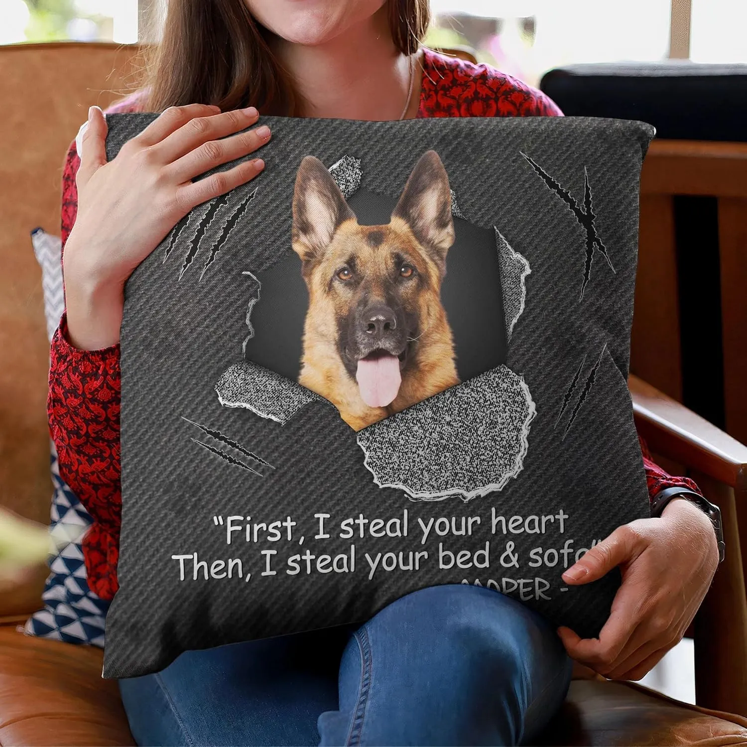 THE WEIRD I Steal Your Bed and Sofa Personalized Pet Photo Pillow Funny Dog Cat Pillow Bedroom Sofa Couch Home Decor Gift for Dog Cat Parent Pet Owner Pet Lover on Birthday Xmas Funny Pet Face Pillow