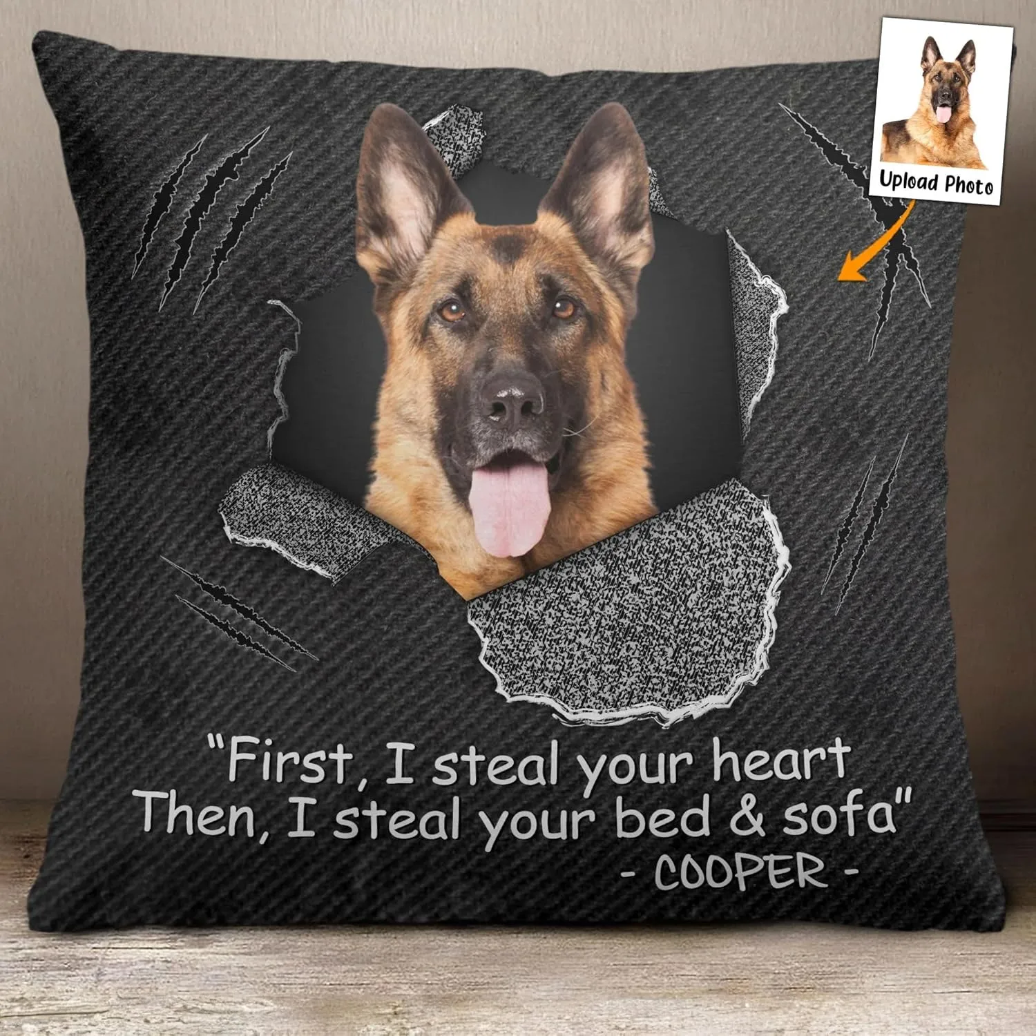 THE WEIRD I Steal Your Bed and Sofa Personalized Pet Photo Pillow Funny Dog Cat Pillow Bedroom Sofa Couch Home Decor Gift for Dog Cat Parent Pet Owner Pet Lover on Birthday Xmas Funny Pet Face Pillow
