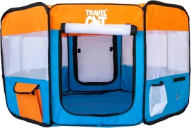Travel Cat Portable Cat Tent - Durable Foldable Pet Playpen for Indoor and Outdoor Cats, Small Dogs etc. - 16" x 29" Collapsible Tent with Zipper Top, Cover Door and Scratch-Resistant Mesh Paneling