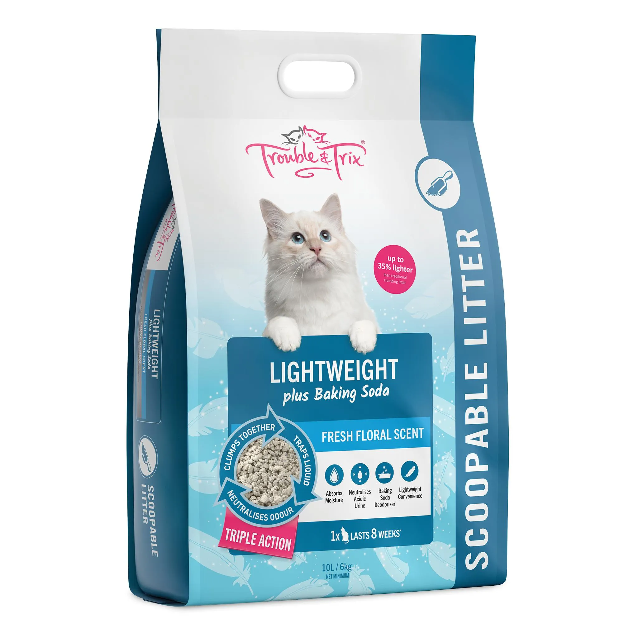 Trouble and Trix Lightweight Baking Soda Clumping Cat Litter 10L/6kg^^^