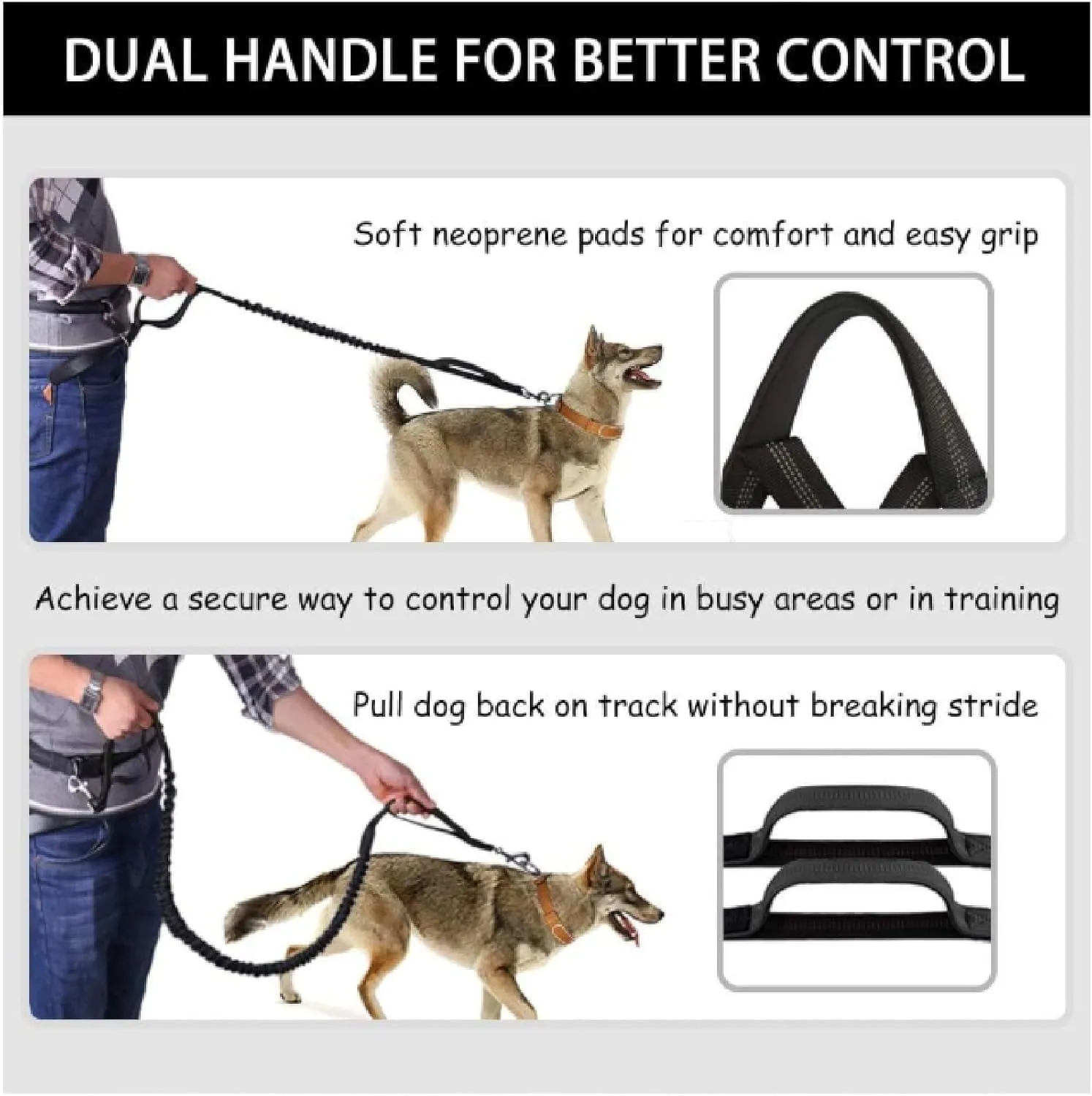 Upliftjoys Dog Leash, 2025 New Hands Free Dog Leash with Zipper Pouch, Retractable Dual Padded Handles Waist Leashes, for SmallLarge Dogs, Running, Walking & Training (Blue, Single Rope)