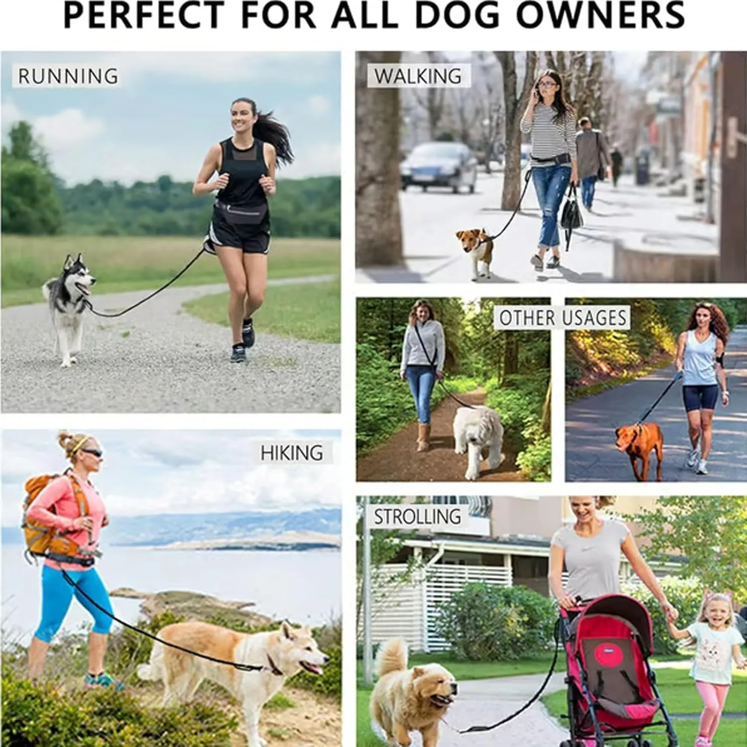 Upliftjoys Dog Leash, 2025 New Hands Free Dog Leash with Zipper Pouch, Retractable Dual Padded Handles Waist Leashes, for SmallLarge Dogs, Running, Walking & Training (Blue, Single Rope)