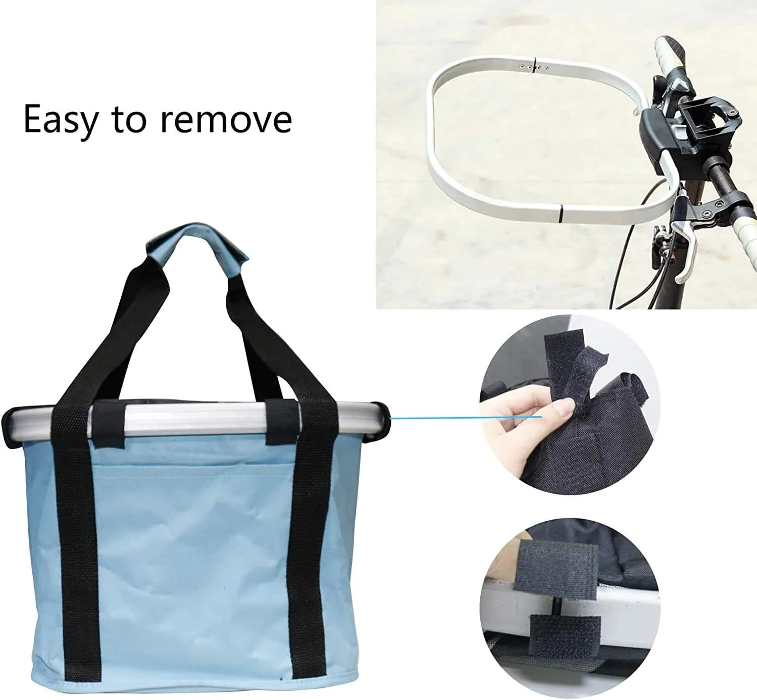 URBEST Bike Basket,Small Pets Cat Dog Folding Carrier,Removable Bicycle Handlebar Front Basket, Quick Release and Easy to Install,Detachable Cycling Bag (Sky Blue)