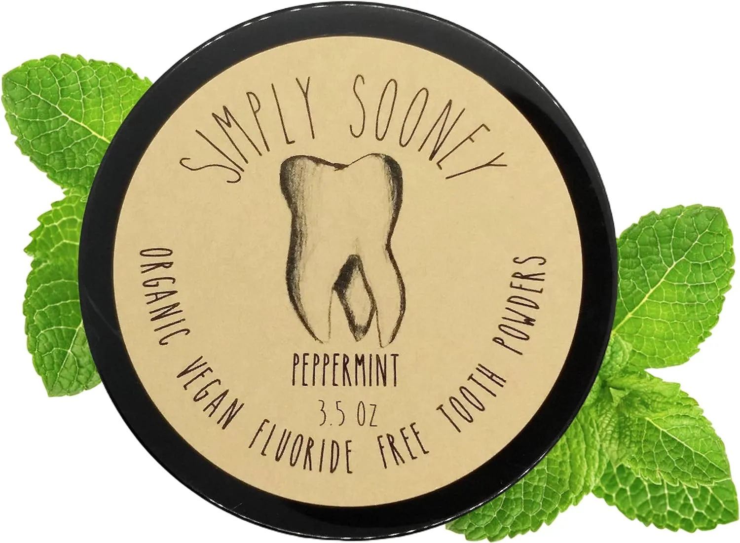 Vegan Fluoride Free Toothpaste Powder Organic Peppermint Essential Oil I Natural Whitening I Stronger Teeth (3.5 oz (Jar BPA Free Plastic))