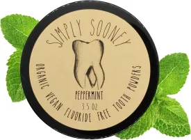 Vegan Fluoride Free Toothpaste Powder Organic Peppermint Essential Oil I Natural Whitening I Stronger Teeth (3.5 oz (Jar BPA Free Plastic))