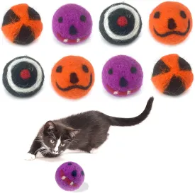 Vehomy 8PCS Cat Halloween Ball Toys with Catnip 1.6 Inches Wool Felt Cat Kitten Kitty Halloween Balls Cat Pumpkin Ghost Balls Catnip Halloween Interactive Toys for Cats Kittens