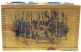 Vintage Evans Ammo Crate Dog Feeder Deer Scene