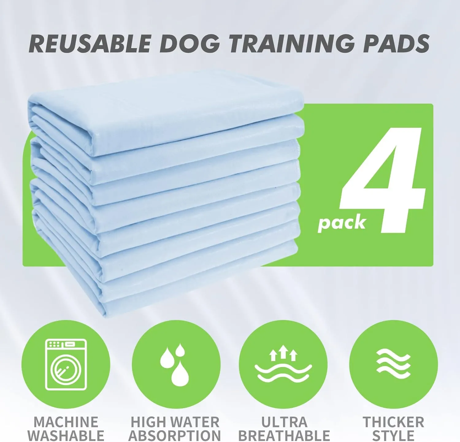 Washable Underpads Incontinence Urine Pads Bed Pads Large Reusable Waterproof Pee Pad Puppy for Adults Human Dog Bed Cat Pet Elderly Green Life Universe 4 Pack 34" x 36"