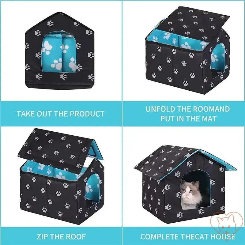 Waterproof Outdoor Cat House - Rainproof Pet Shelter