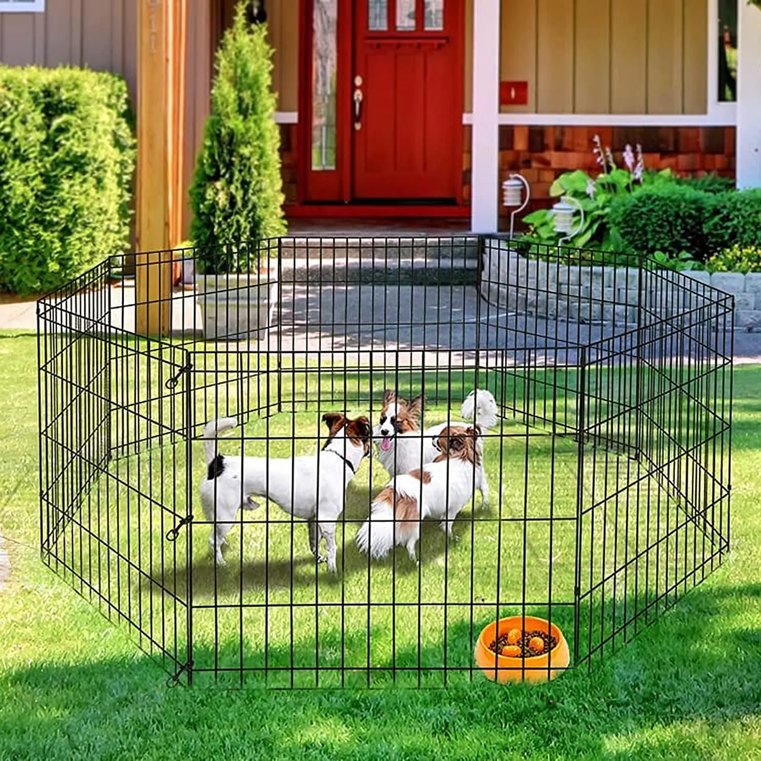 ZENY Puppy Pet Playpen 8 Panel Indoor Outdoor Metal Portable Folding Animal Exercise Dog Fence, 24'' W x 24'' H